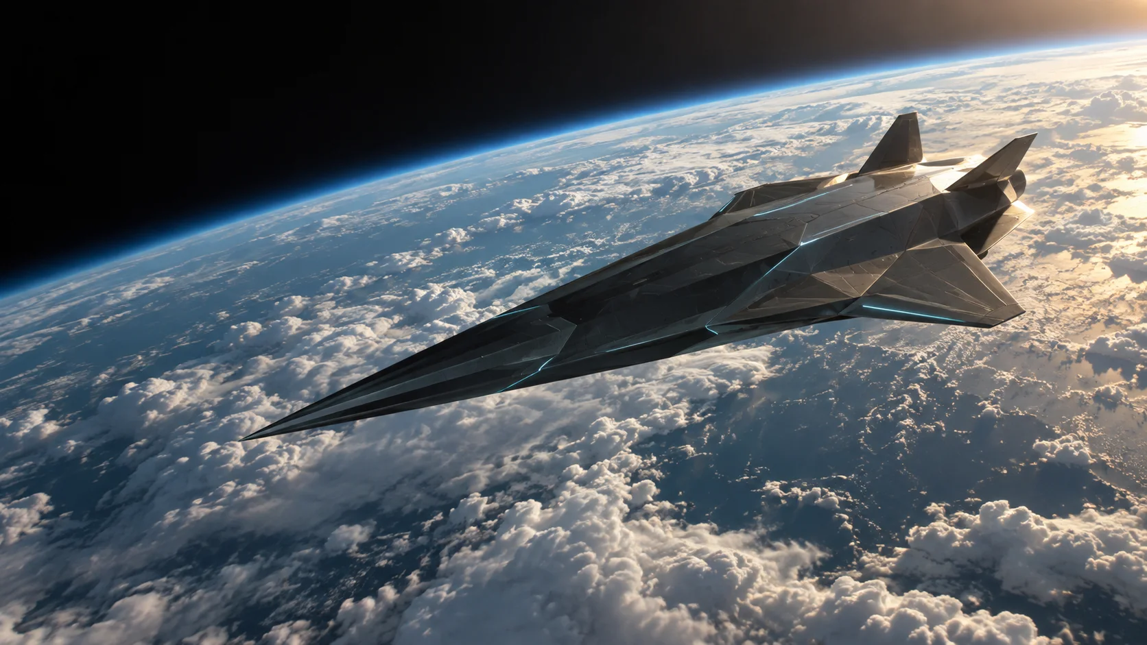 Original concept artwork of a high-altitude research vehicle above the clouds
