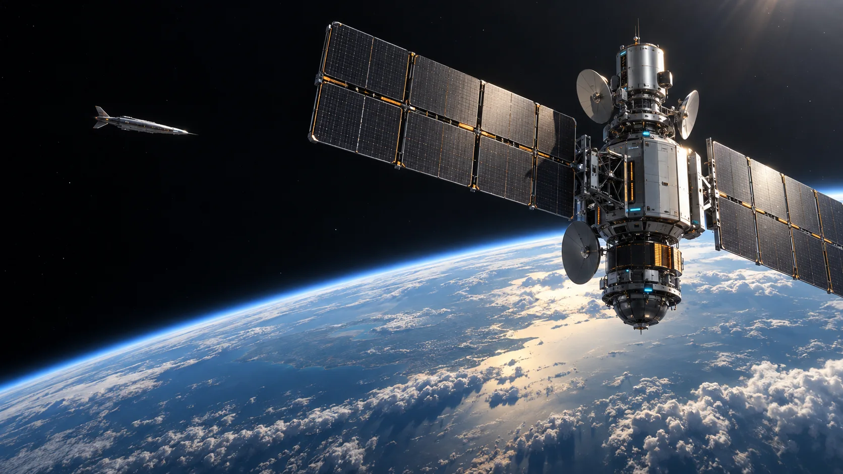 Original concept artwork of an orbital platform above Earth
